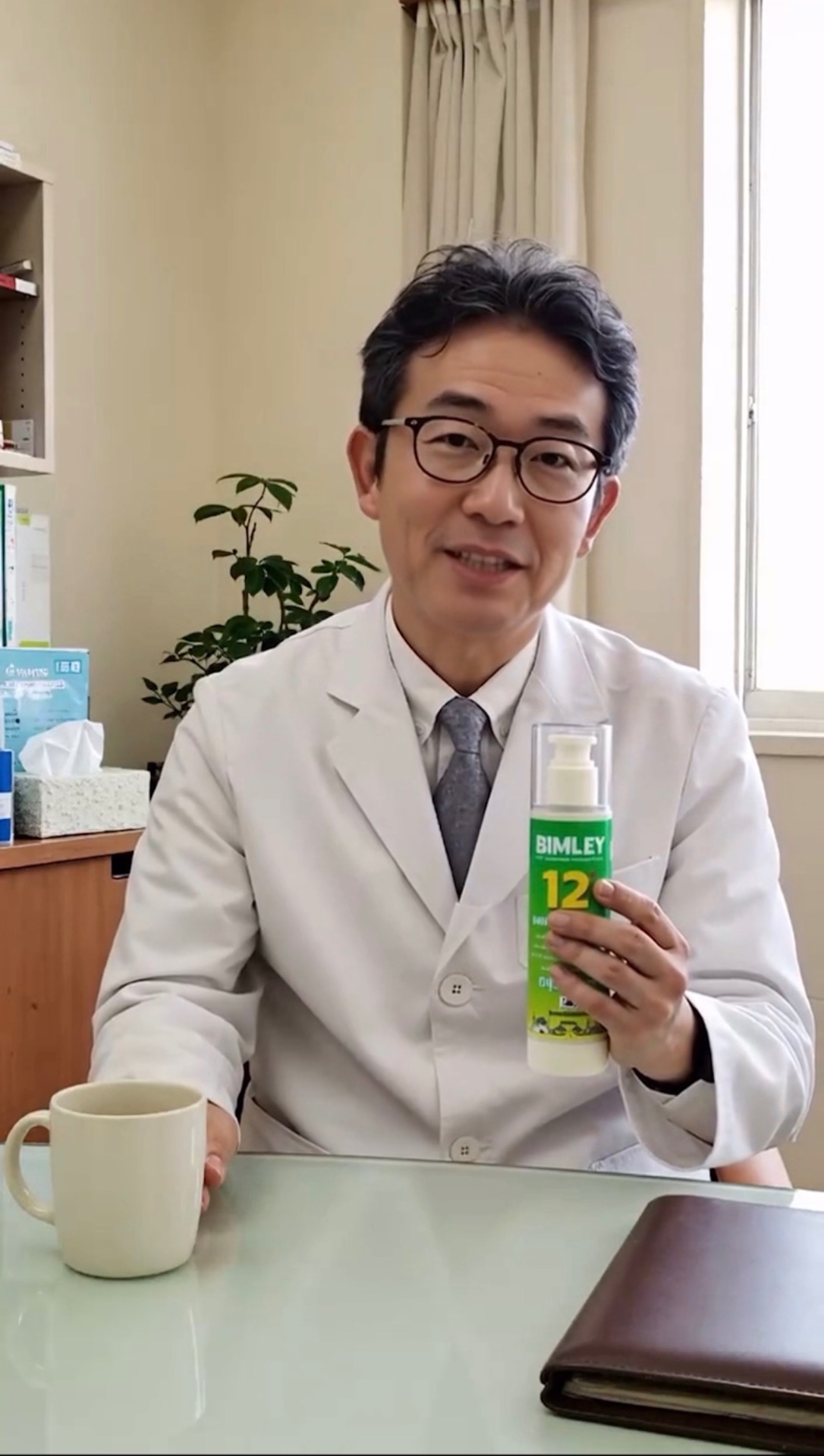 Dermatologist holding Bimley 12+ Whitening Pro